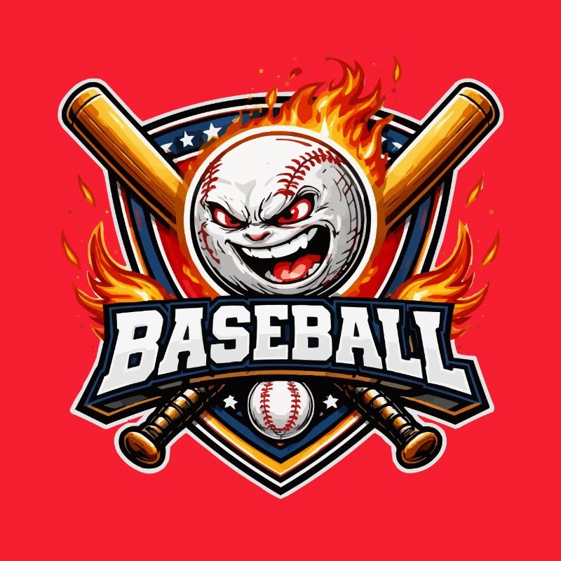 Flaming baseball mascot
