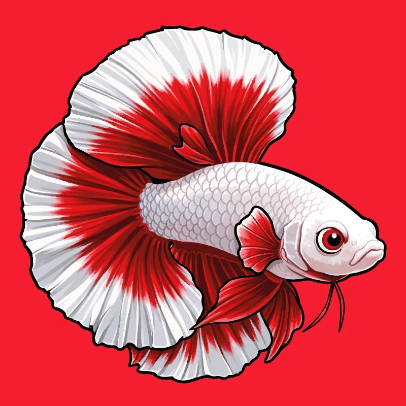 Red White Betta Fish