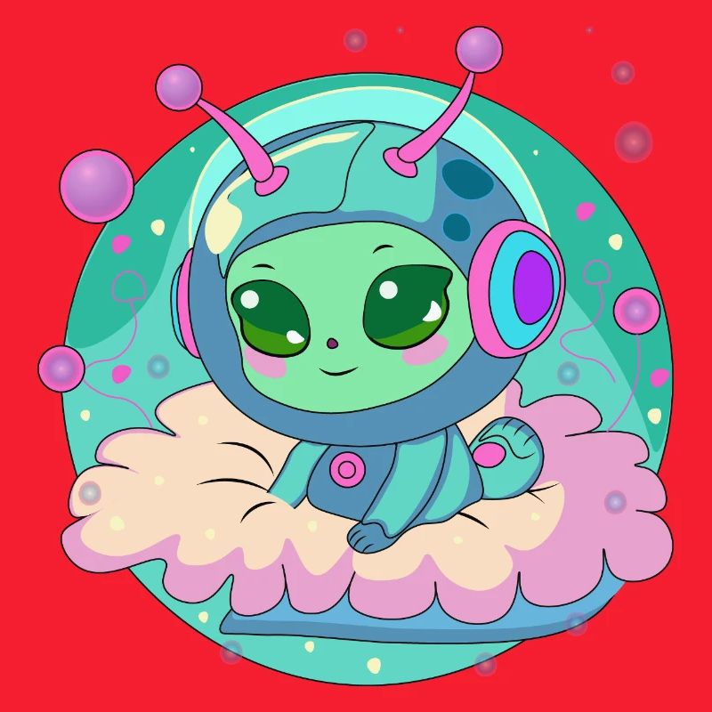 Pastel Astronaut Alien on Cloud