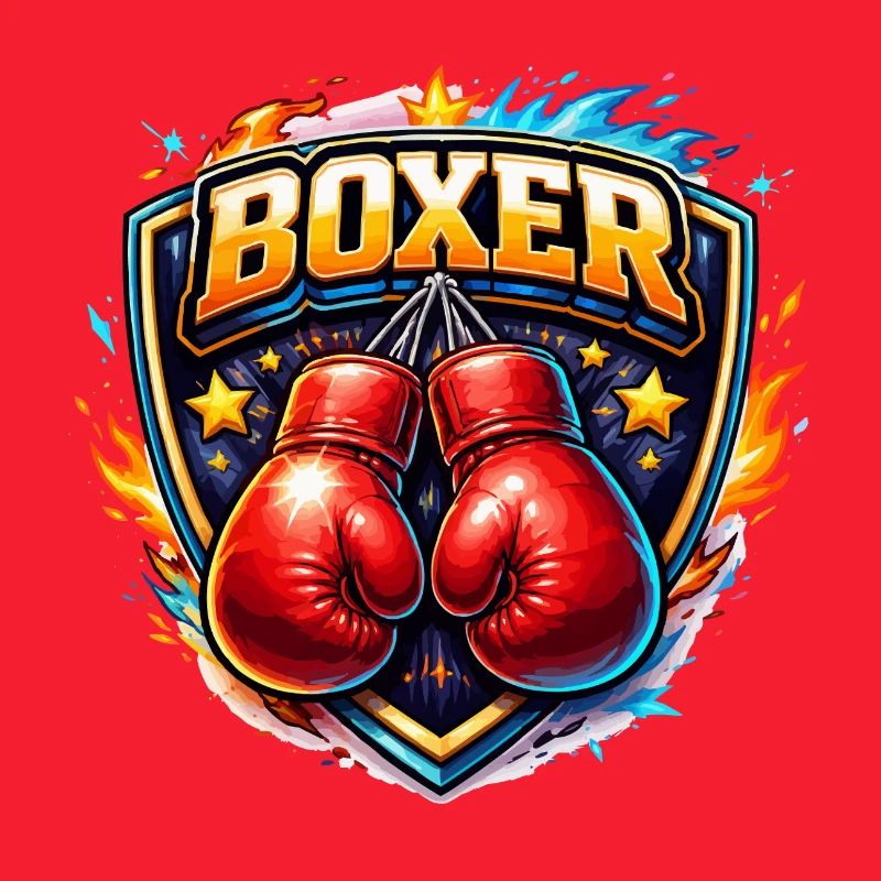 Combative boxing logo with gloves
