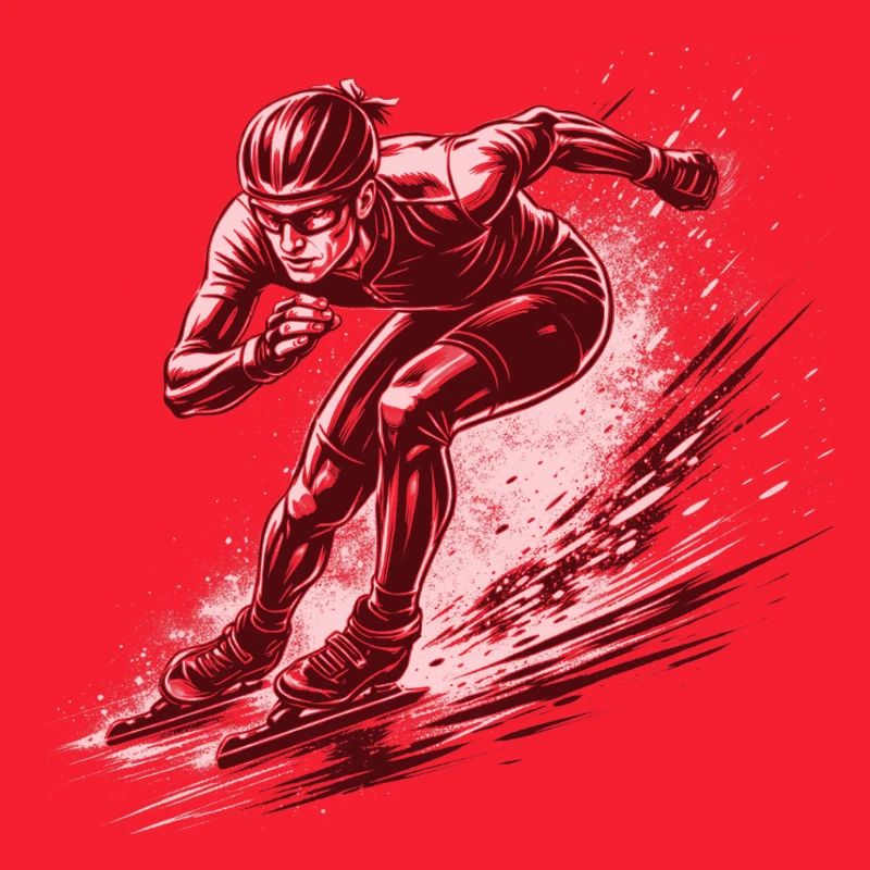 Speed skaters in full dynamics