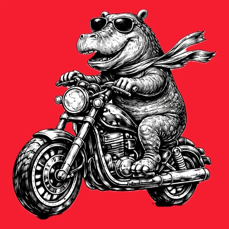 Hippo on Motorcycle