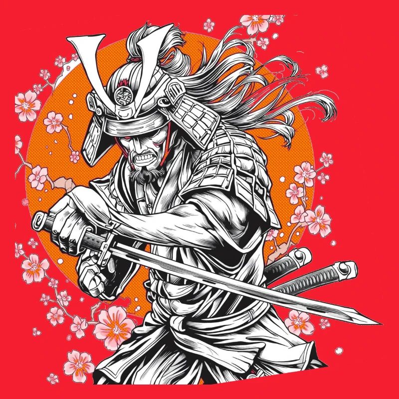 Samouraï avec Sakura et Orange Circle