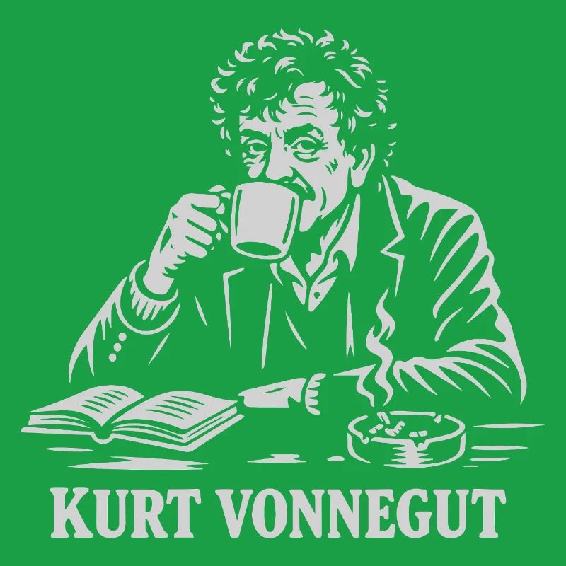 Kurt Vonnegut drinking coffee