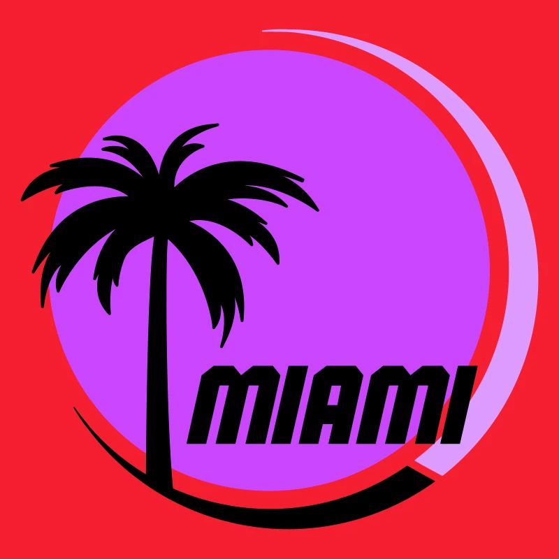 Miami Palm Trees Néon Rétro