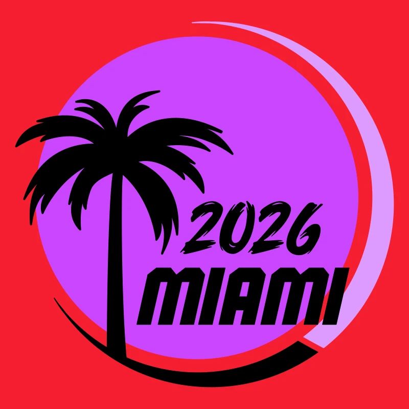 Miami Palm Trees Neon Logo