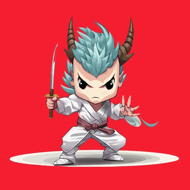 Chibi Warrior with Katana