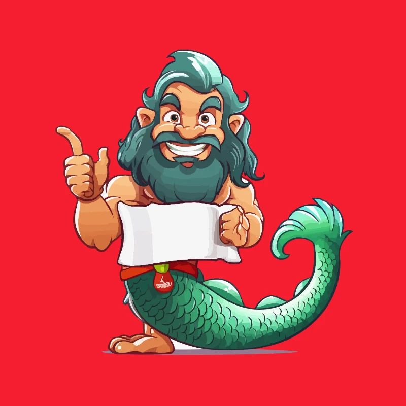 Meerheld mit Bart und Flosse