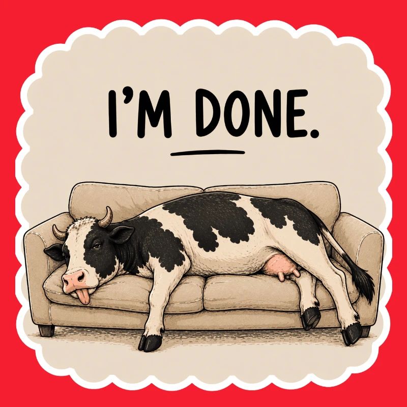 I'm Done – Funny Cow on Sofa