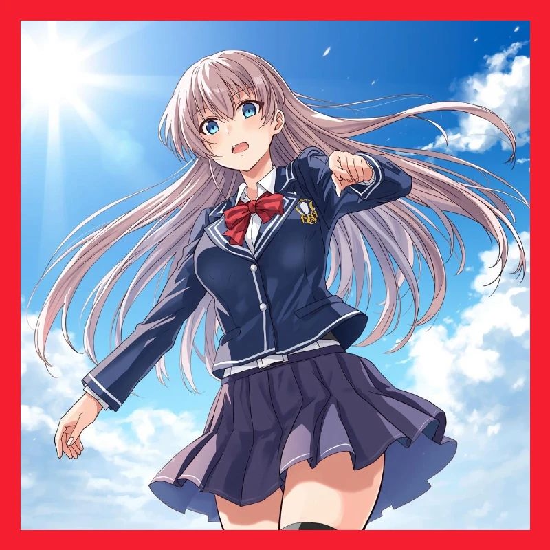 Écolière dans un ciel bleu