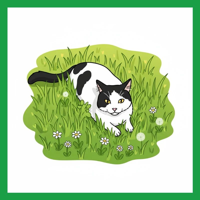 Chat dans la Joyeuse Prairie