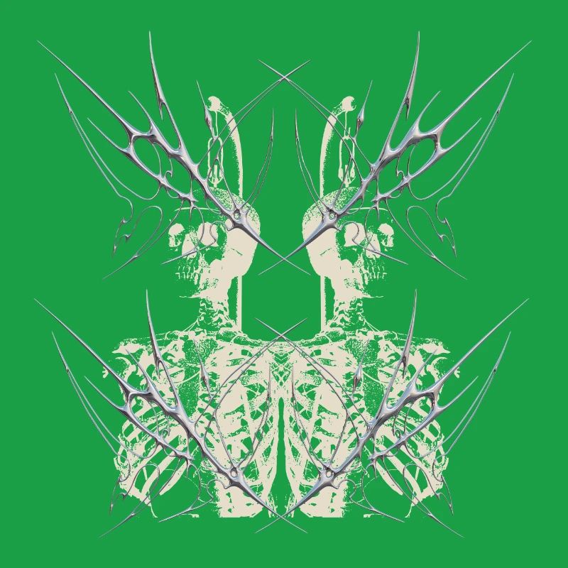 Dark Gothic Skeleton Mirror Cybercore Design