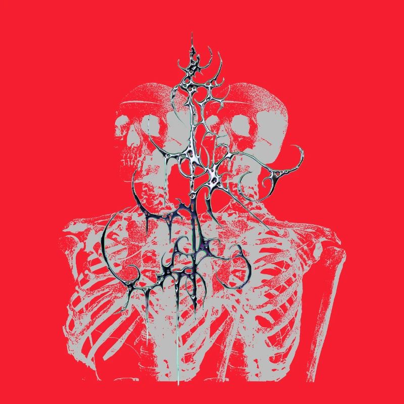 Glitch Skeleton Melt Dark Aesthetic Design