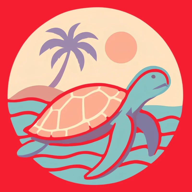 Retro turtle on the beach