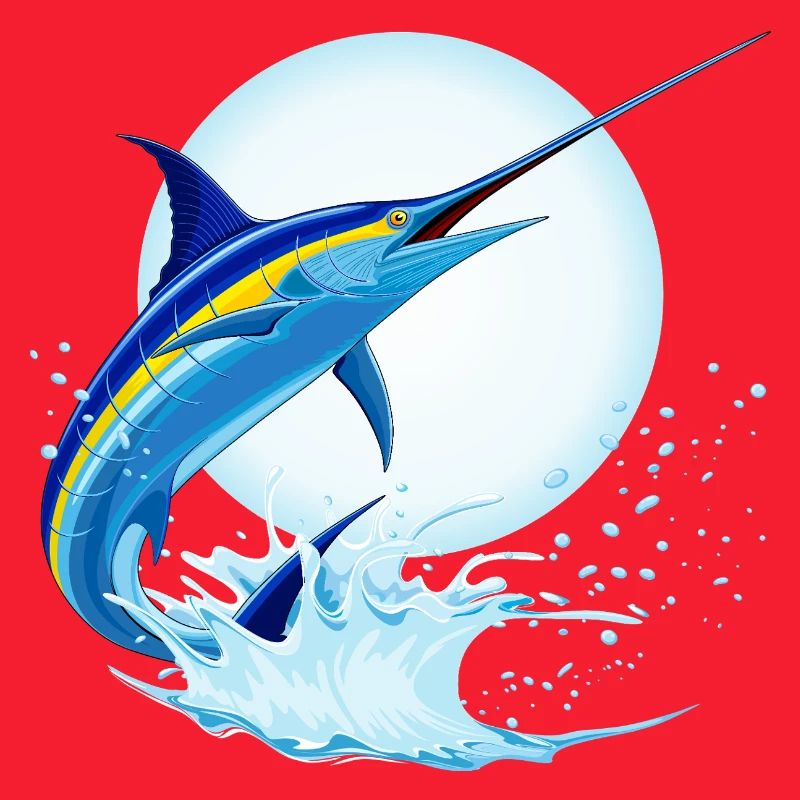 Blauer Marlin-Schwertfisch springt aus dem Ozean