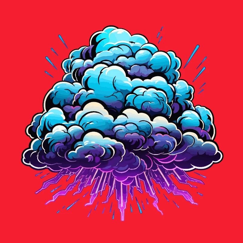 Blue Cloud Pop Neon Burst