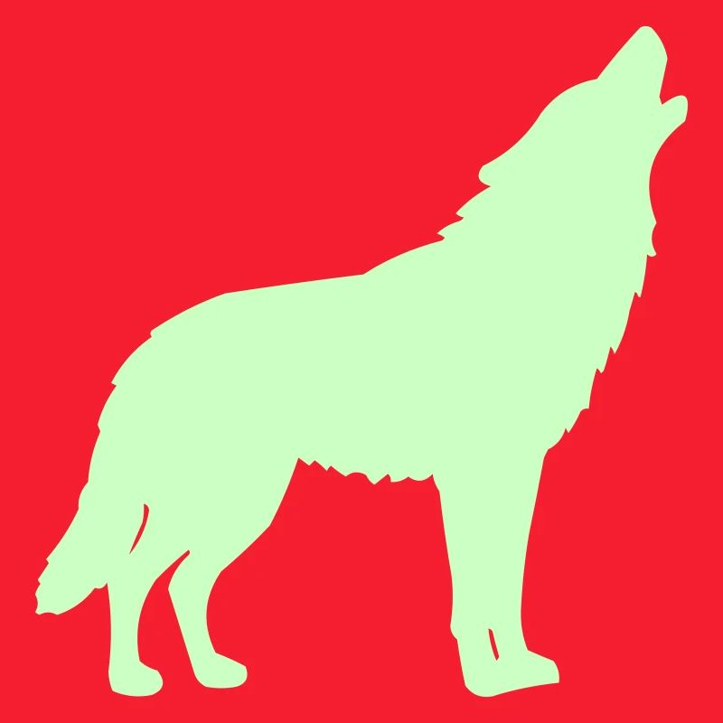 Silhouette de loup vert néon