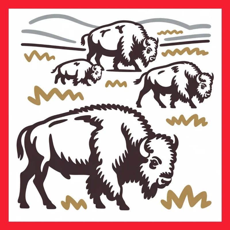 Troupeau de bisons sur la steppe