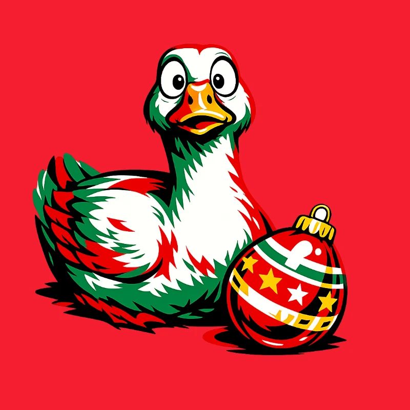 Gans mit Weihnachtskugel - Ei . 2 . KI generiert