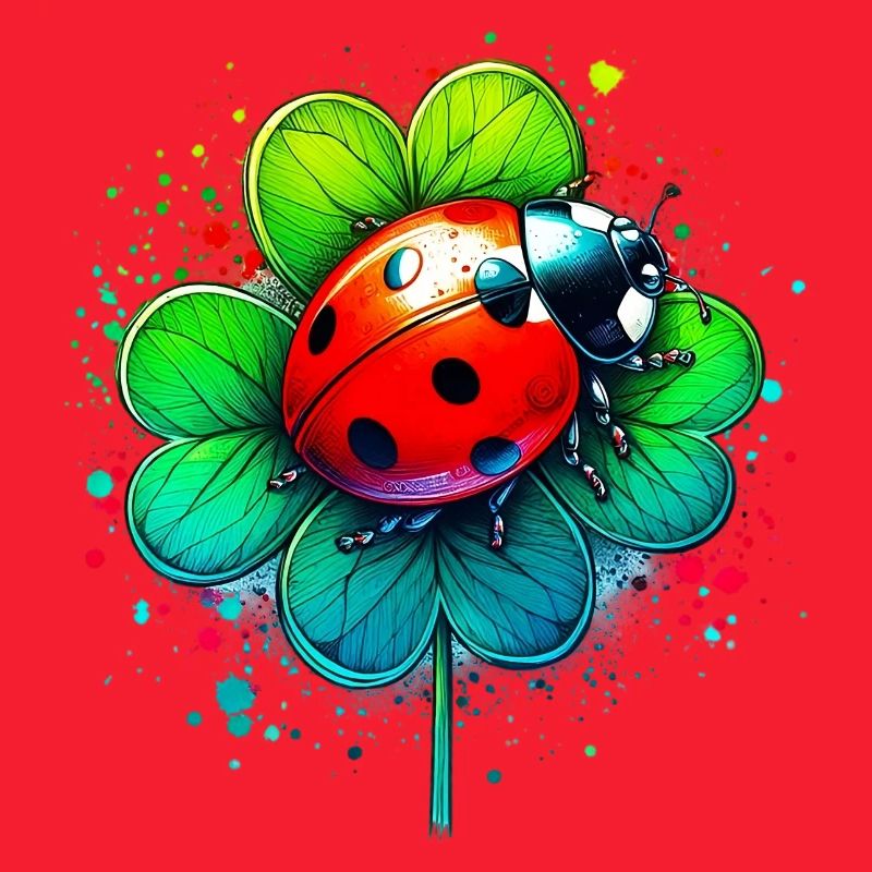 Ladybug on a four-leaf clover