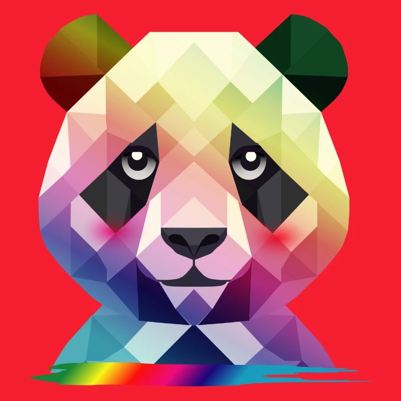 Bunter Regenbogen-Panda – Farbenfrohe Geometrie