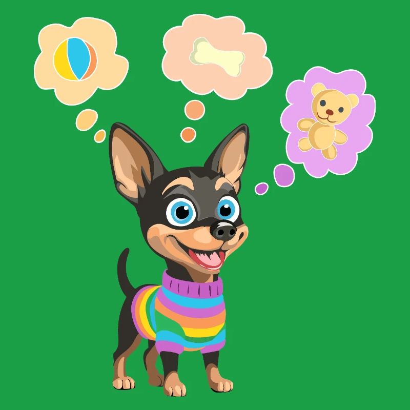 Chien mignon en pull arc-en-ciel pour enfant