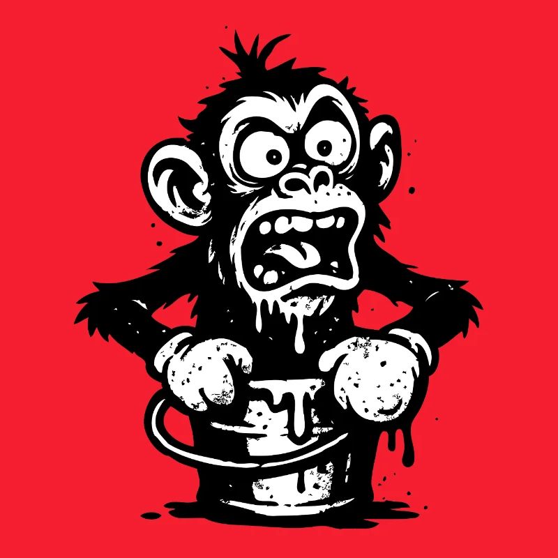 Monkey in a Bucket | Shocked monkey with dripping design