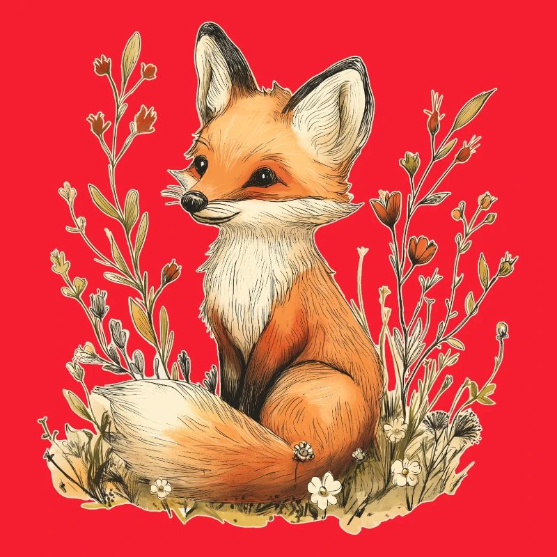 Fuchs mit Blumen