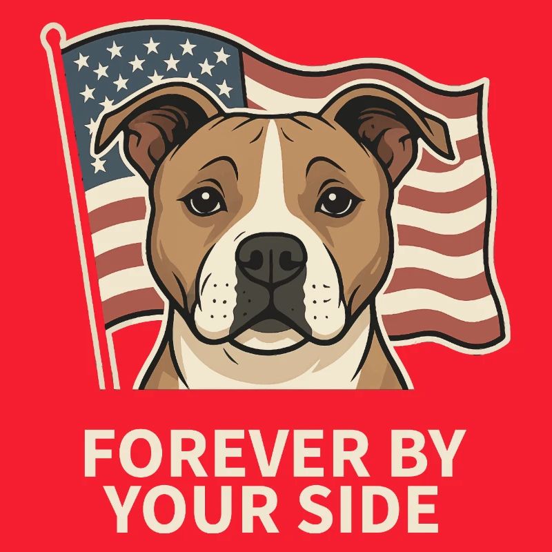 Chien loyal devant le drapeau américain