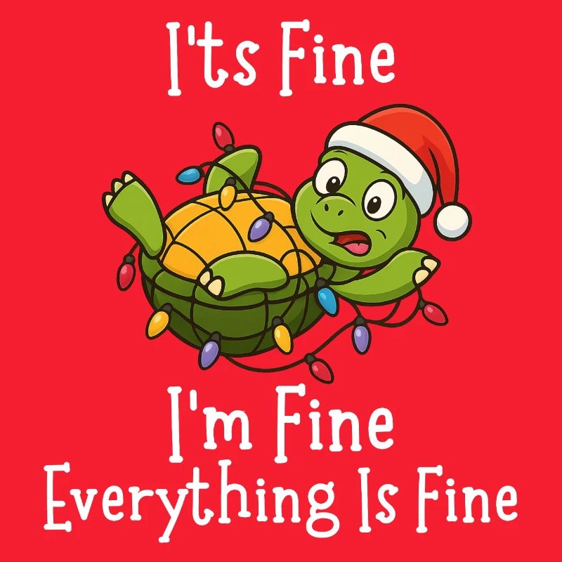 Funny Christmas Turtle It's Fine Everything fine