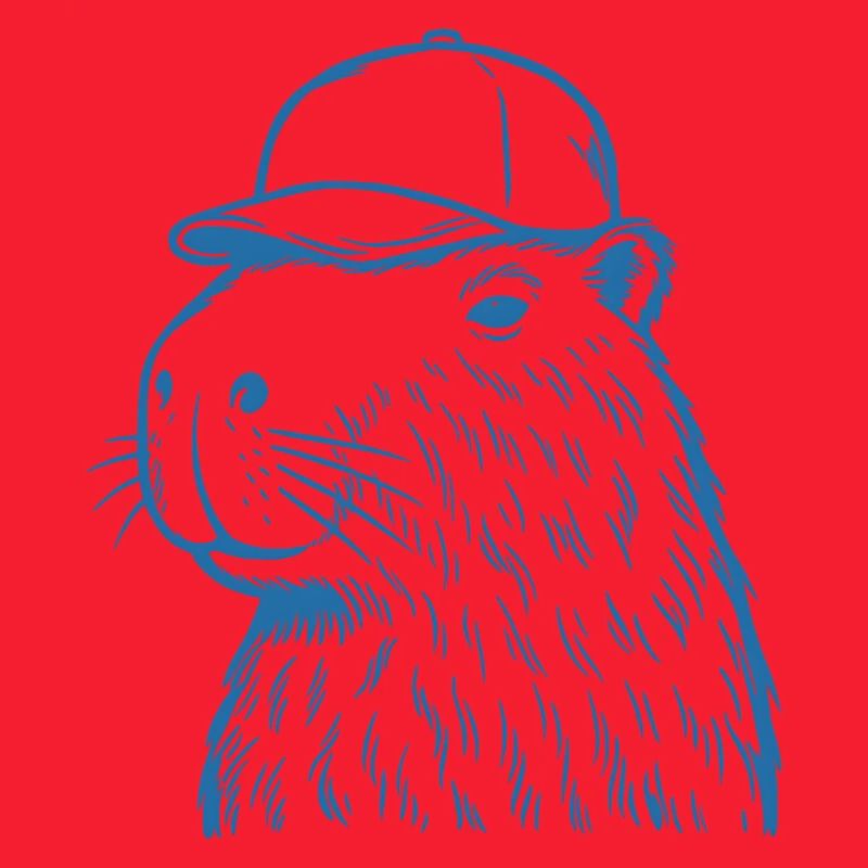 Capybara mit Baseballkappe