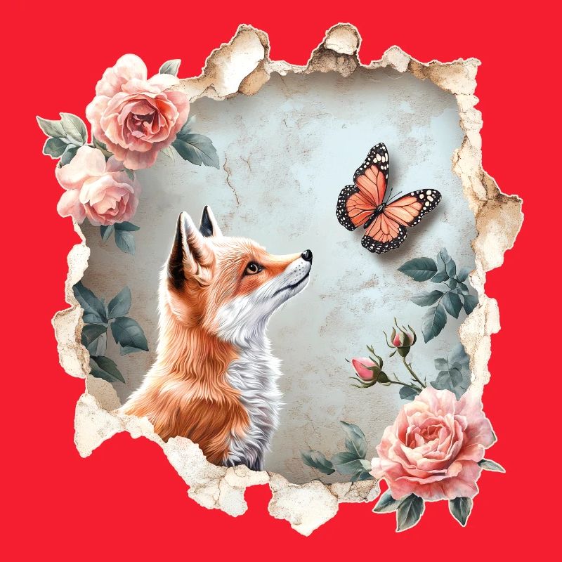 Fuchs mit Schmetterling
