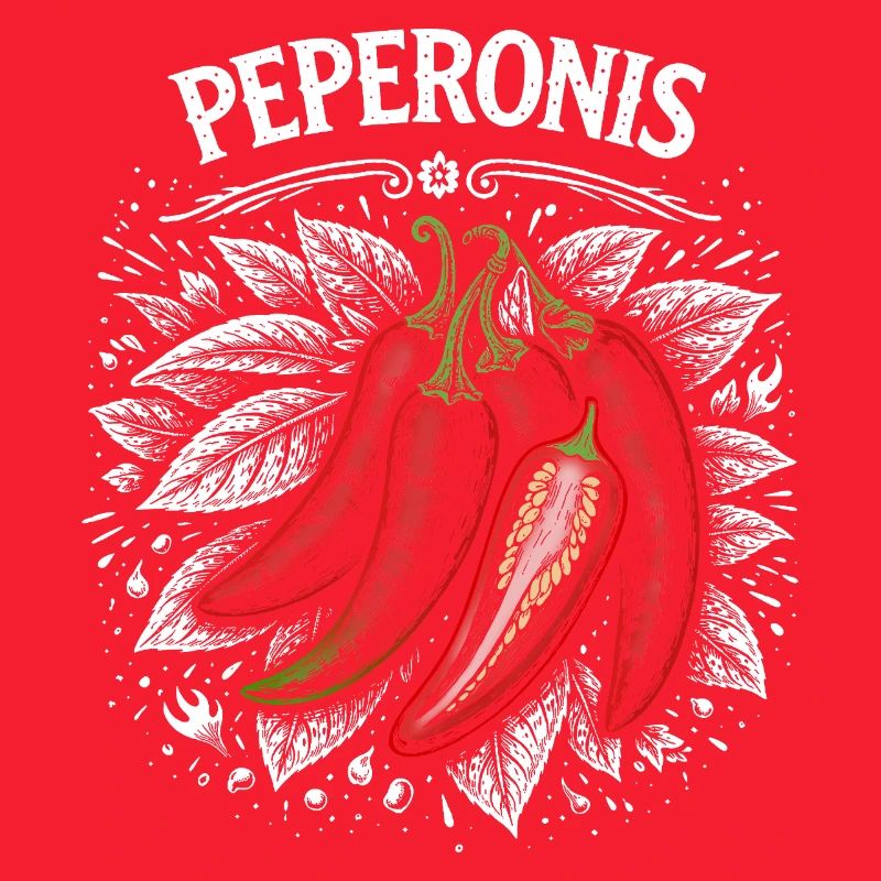 Peperonis Brennendes Blattdesign
