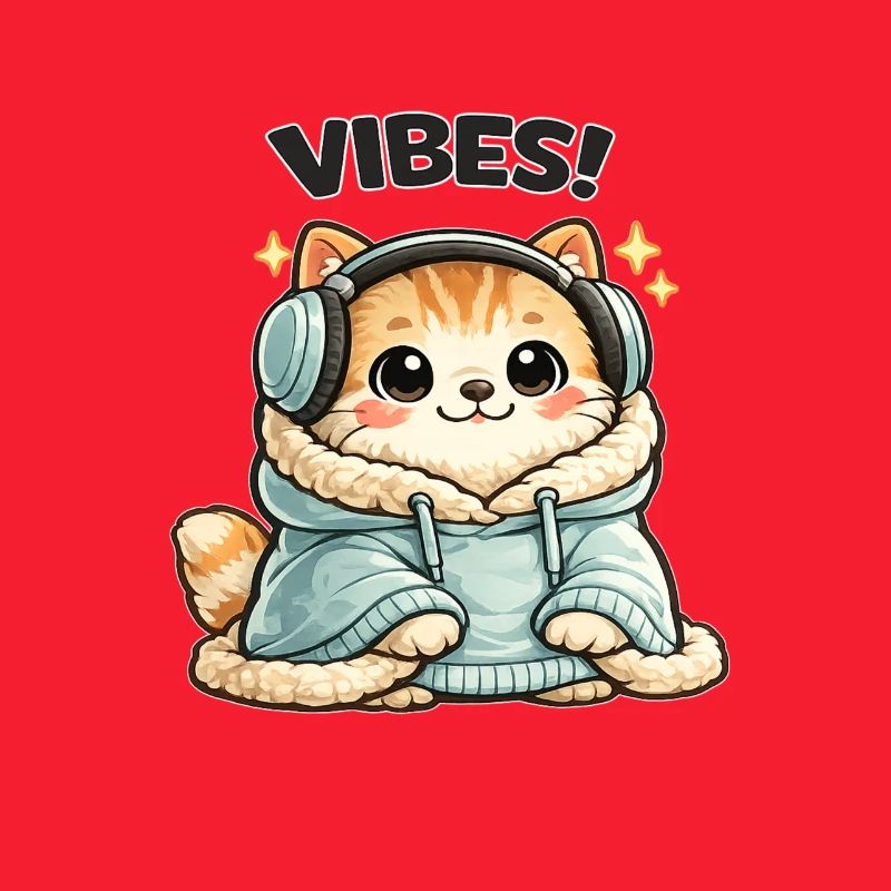 CatsVibes Sweat à capuche DJ Chat