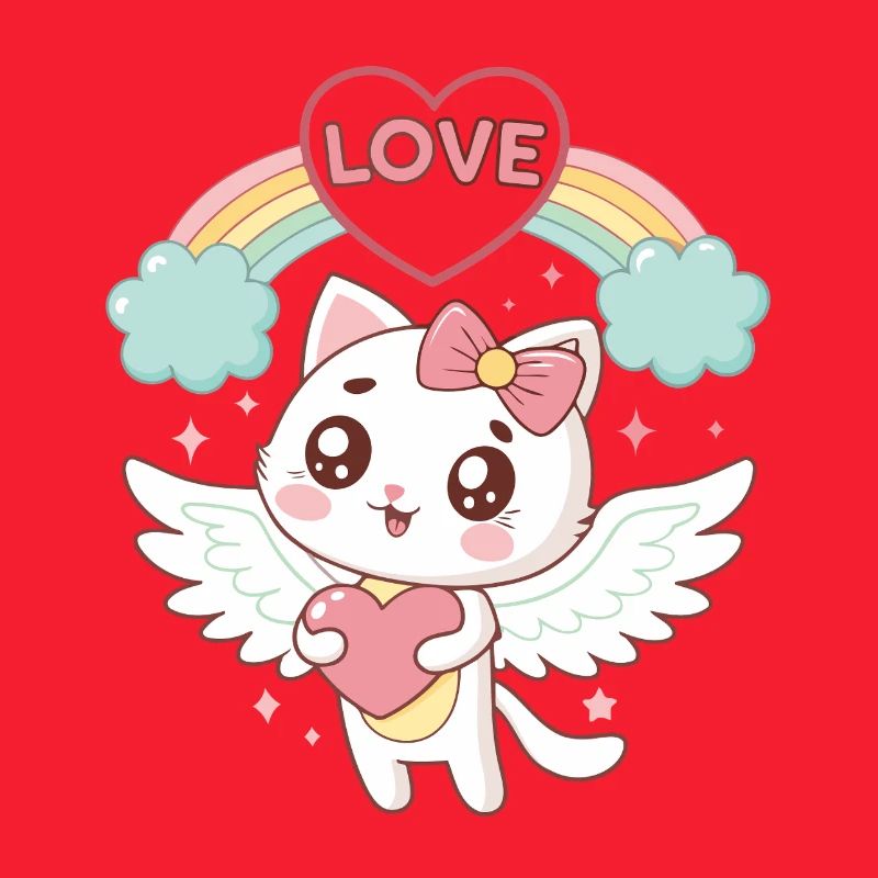 Rainbow Love Winged Cat