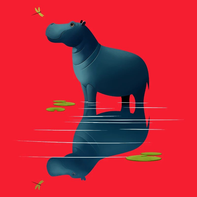 Hippopotame et libellule
