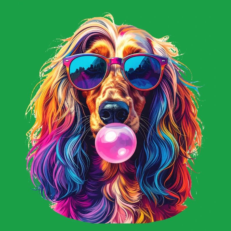 Pop Art Afghan Greyhound with Bubblegum