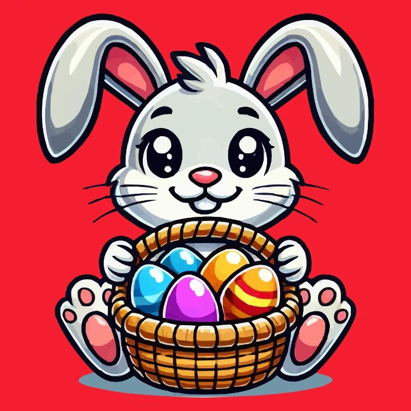Easter bunny with colorful eggs