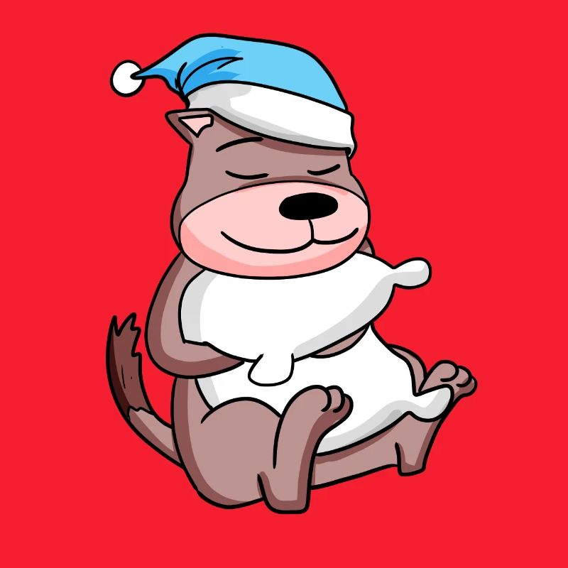 Weasel with pillow and sleeping cap
