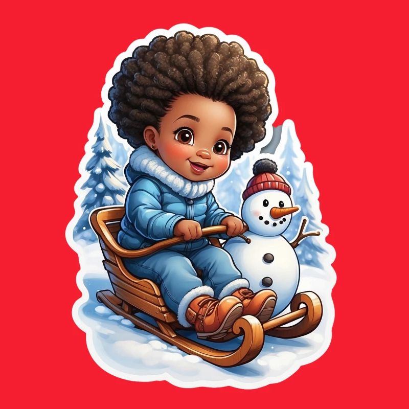 Winter fun with snowman and sleigh