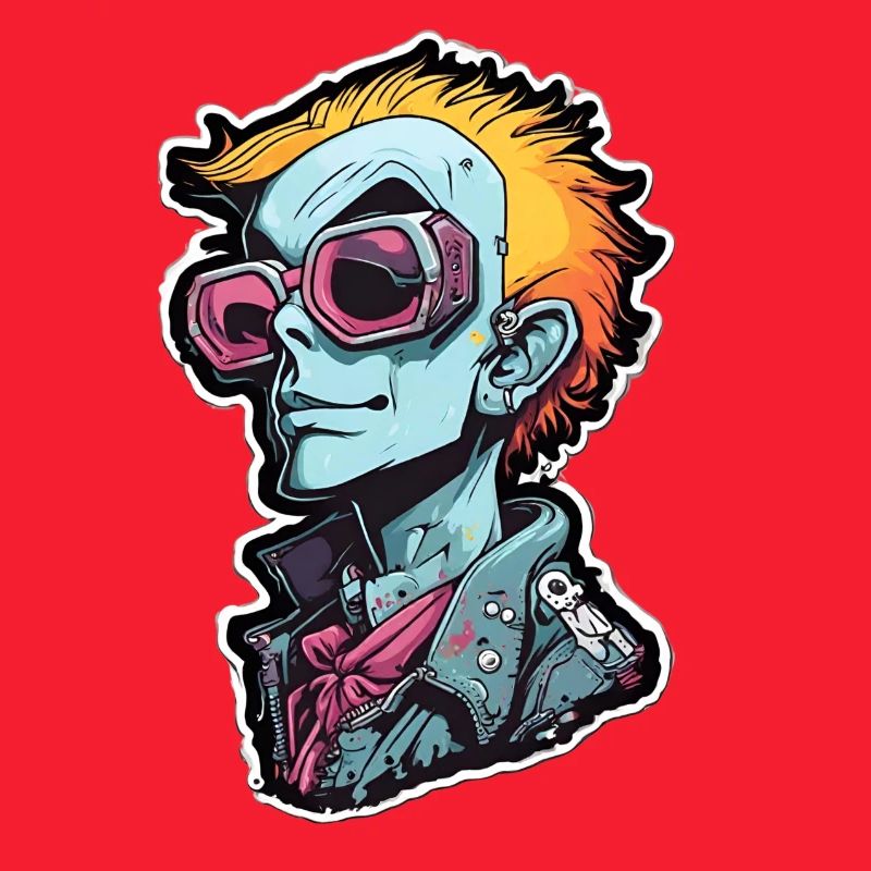 Blauer Punk mit Neon Goggles