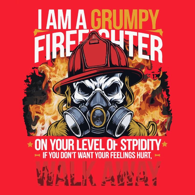 Grumpy Firefighter Skull Design