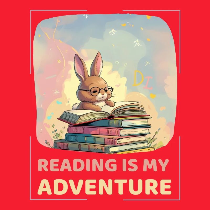 Lecture de lapin avec style aventure