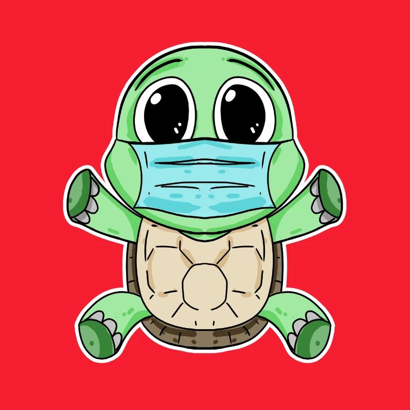 Cute turtle with mask