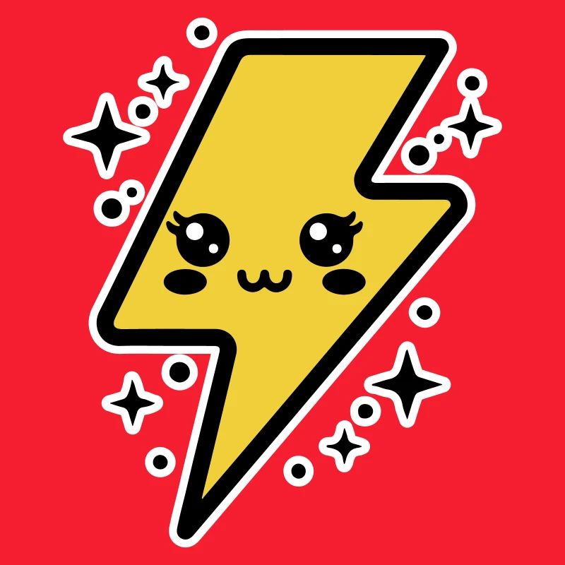 Entzückender Blitz mit Kawaii-Gesicht