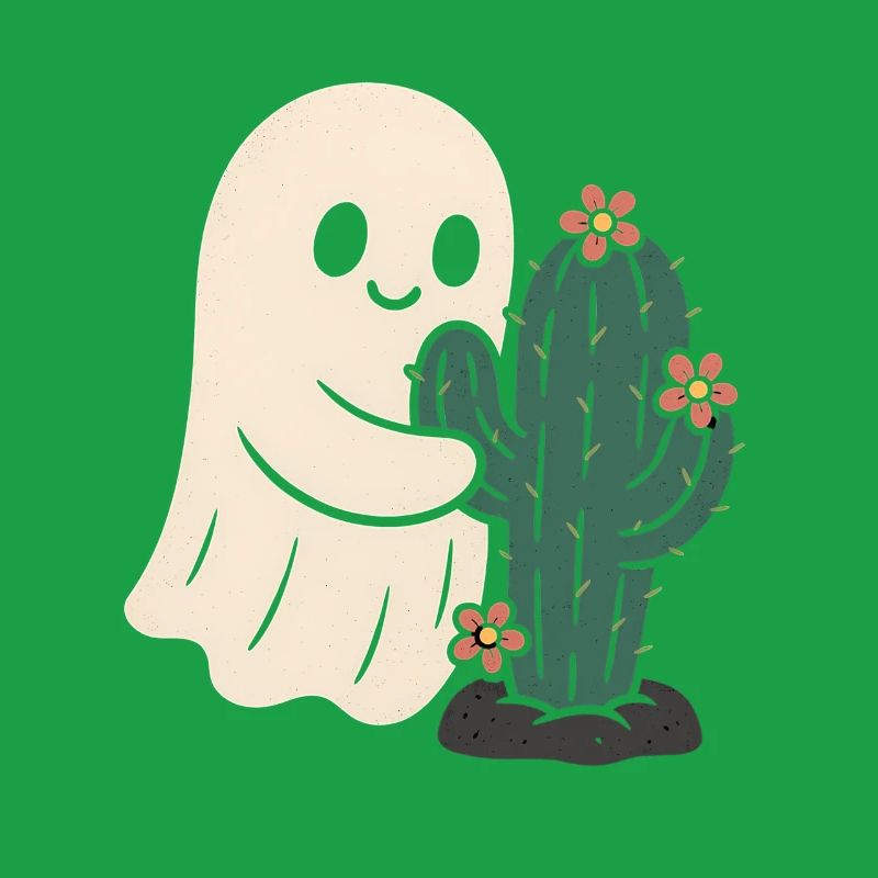 Fantôme étreignant les fleurs de cactus