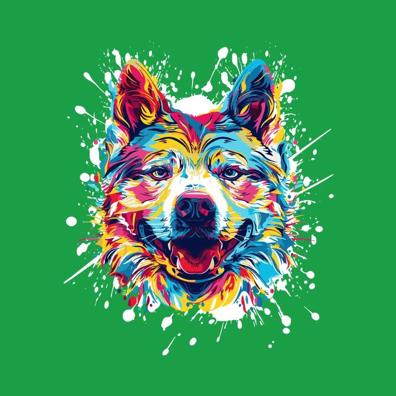 Portrait de chien coloré dans le style des éclaboussures