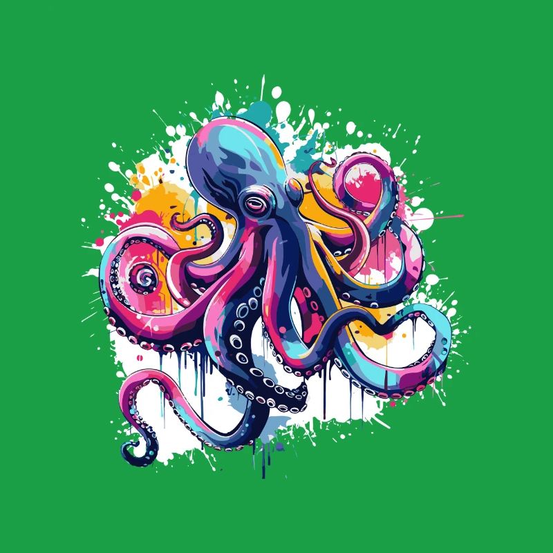 Colorful octopus paint splash
