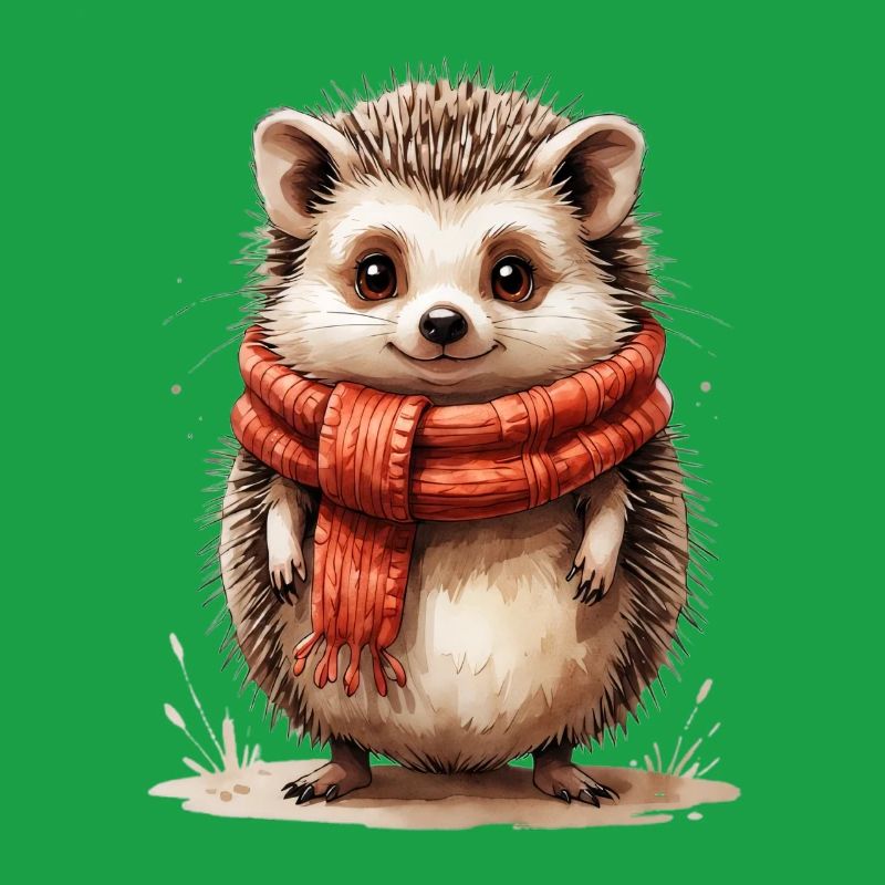 Winter Igel mit rotem Schal