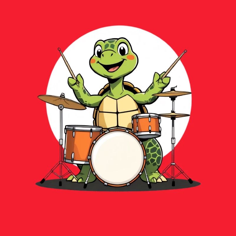 Turtle on the drum set